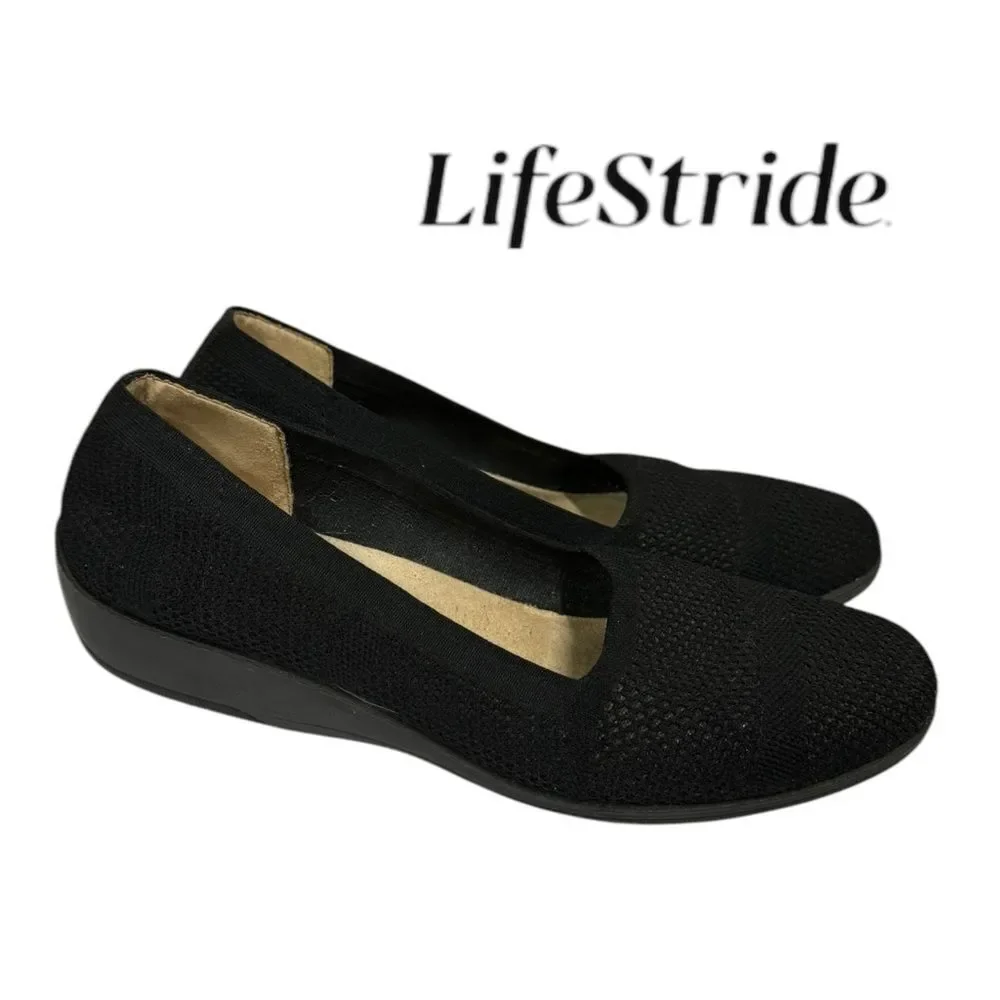 LifeStride Life Stride Immy Women's Black Wedge Slip-on Loafers 8.5